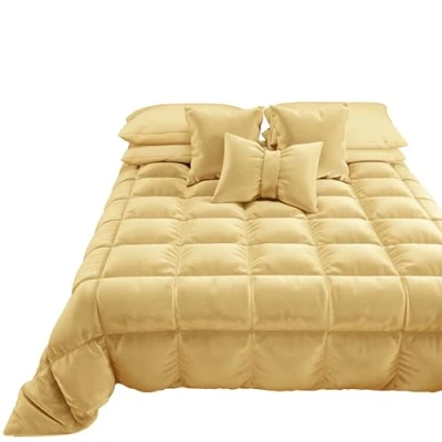 Imagen de PETTI Artigiani Italiani edredón de Suave y cálido Terciopelo 350 g/m², una Plaza Media, Reversible, Media: 220 x 260 cm, Dorado, 100% Fabricado en Italia