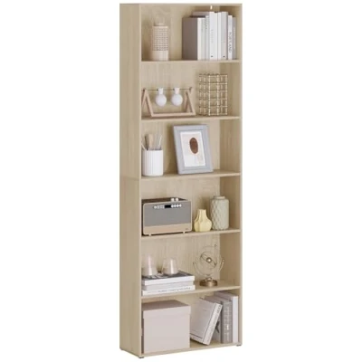 Imagen de WOLTU Librería Alta, Estantería de Libros 6 Niveles, Libreria Estanteria Piso, Vertical, Separador Ambientes para Salón, Estudio, Oficina y Dormitorio, Roble Claro, 60x23,5x180 cm