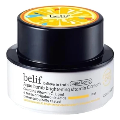 Imagen de Belif Aqua Bomb Brightening Vitamin C Cream 25ml, Crema Hidratante Iluminadora, Ácido Hialurónico Vitamina C+E, Vegano Facial, Pieles Toda Cansados, de Día, Cuidado la Piel, Coreana