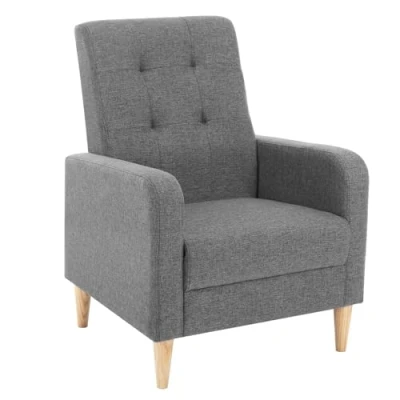 Imagen de WOLTU Sillón Reclinable, Butaca Orejera, Silla Relax de Lino, Lectura con Reposabrazos, Sillones Modernos Salón Balcon y Sala Espera, Respaldo Alto, Patas Madera Maciza, Gris Oscuro