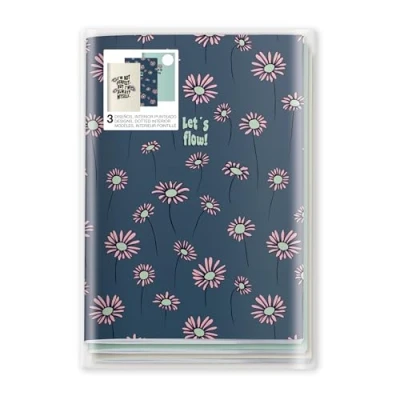 Imagen de Miquelrius Cuadernos A5 (142 x 210 mm) cosidos, Pack de 3 libretas, Interior blanco punteado, 32 Hojas 80 g/m² cada uno, Cubiertas cartoncillo impreso mate, Colección Happy Daisies