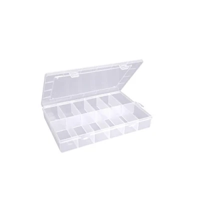 Imagen de hünersdorff caja de Almacenamiento Plástico Joyería PP Eco con 12 compartimentos clasificadora robusta para tornillos y otras piezas pequeñas 23,3 x 33,9 5,8 cm, transparente