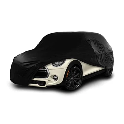Imagen de Cosmos Funda de Coche para Uso Interior compatible con los principales Coches Ciudad, Tejido Elástico, Transpirable y Antipolvo, Suave al Tacto, Ajuste Perfecto, Negro