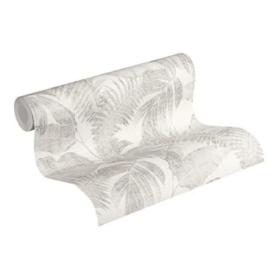 Imagen de Papel pintado De La Selva New Walls Cosy &amp; Relax A.S. Création tejido no 10.05 m x 0.53 Gris Crema Beige Fabricado en Alemania 373962 37396 2