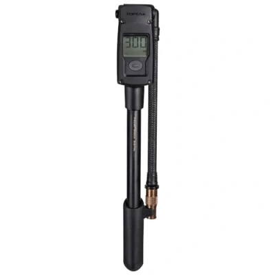 Imagen de Topeak Pocket Shock, Bomba Digital para amortiguadores, 300 PSI/20,7 Bar, con Manguera Inoxidable Trenzada y Cabezal PressureRite Aire, Sport, Negro (Negro), Talla Única