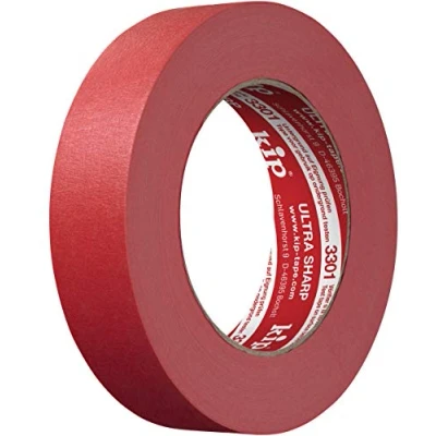 Imagen de kip Tape 3301 ultra Sharp Cinta de carrocero profesional para bordes afilados al pintar y barnizar, 24 mm x 50 m, color rojo, m