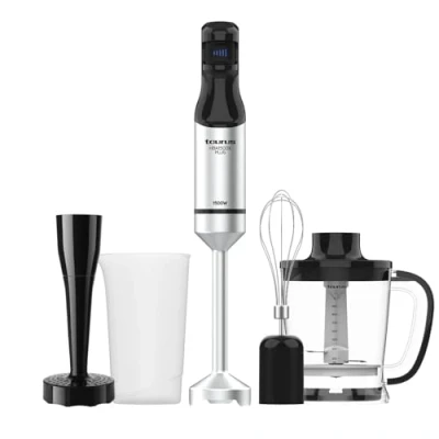 Imagen de Taurus HBA1500X PLUS Batidora de mano 1500W Regulador 20 velocidades ajustable Función Turbo Cuchillas acero inox incluye accesorios Diseño ergonómico Vaso medidor