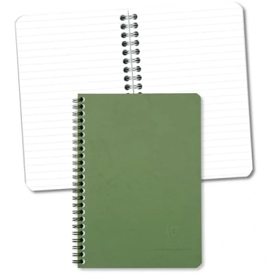Imagen de Clairefontaine 785363C Un Carnet à Spirale Vert A5 14,8x21 cm 100 Pages Lignées Papier Blanc 90 g Couverture Carte Lustrée Grain Cuir Collection Age Bag