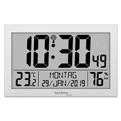 Imagen de Technoline WS8016 WS 8016 Reloj de pared inalámbrico con indicador temperatura, plástico, color plateado, 225 x 143 24 mm