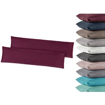 Imagen de Juego de 2 fundas almohada punto jersey, 40 x 145 cm, 100% algodón, color gris