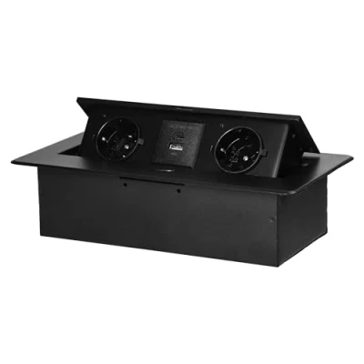 Imagen de Miratic Regleta Enchufes Empotrable Mesa Enchufe Multiple con Borde Plano Fresado Regletas Cargador USB 2 2P+Z (Schuko) 2x (typ A+C; 3,6A) Ideal para Oficina y Hogar