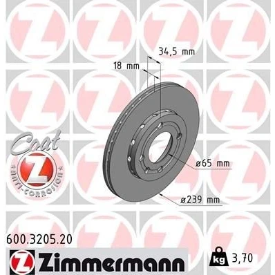 Imagen de Disco de freno ZIMMERMANN 600.3205.20