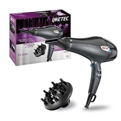 Imagen de Imetec Salon Expert P5 3600 Secador de pelo profesional, 2300 W, rejilla con revestimiento cerámica y queratina, tecnología iones, 8 combinaciones aire temperatura, 2 boquillas