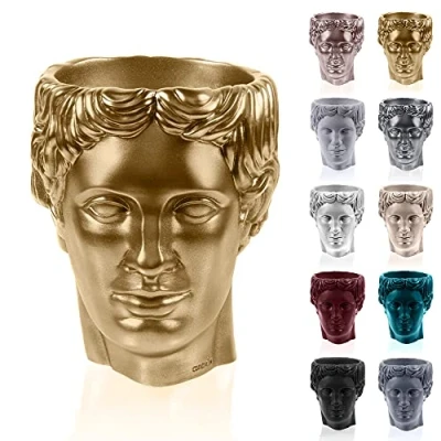 Imagen de CONCRETTE Maceta de hormigón Hermes Diámetro 12 cm Classic Gold Cemento Hecho a Mano en la UE