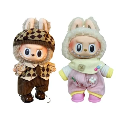 Imagen de MAGIC SELECT 2ud Ropa de Muñeca Compatible con Labubu Peluche 17cm. 2 Conjuntos y Accesorios. (Peluche no Incluido).