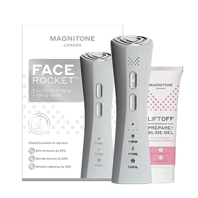Imagen de MAGNITONE FaceRocket Masajeador facial reafirmante y tonificante Radiofrecuencia, Microcorriente, Terapia de luz LED, Crioterapia, Masaje sónico, Antienvejecimiento, Rejuvenecimiento la piel