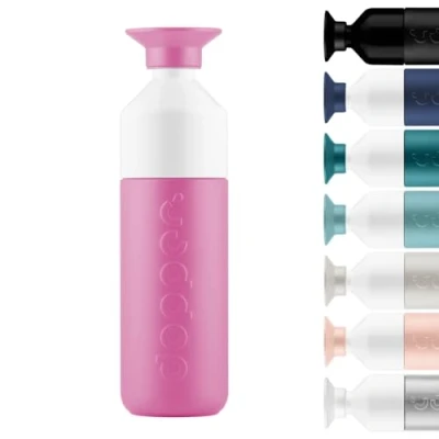 Imagen de Dopper Insulated Pelican Pink Botella isotérmica de 580 ml para viajes, oficina, gimnasio, 12 horas bebida caliente, 24 fría, reutilizable acero inoxidable sin BPA agua, té,