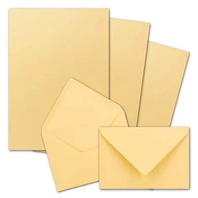 Imagen de FarbenFroh by GUSTAV NEUSER 50 juegos de papel carta DIN A5 con sobres C6, adhesivo en húmedo, Toskana (beige), para escribir mate