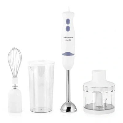 Imagen de Orbegozo BT 1320 Batidora de mano, incluye accesorio para picar, varilla montar y vaso medidior, 400 W potencia, 2 velocidades