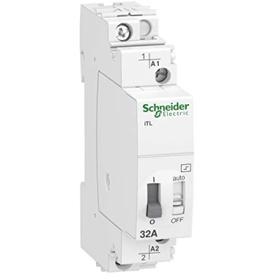 Imagen de Schneider Electric A9C30831 iTL Telerruptor, 1P, 1NO, 32A, 110 VCD, 230...240 VCA, 50/60Hz, 84mm x 18mm 60mm