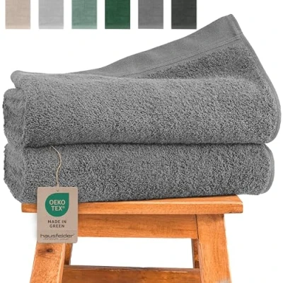 Imagen de Hausfelder Toalla de ducha 70 x 140 baño premium 500g/m² 100% algodón, set toallas, certificada Ökotex (70 cm gris)
