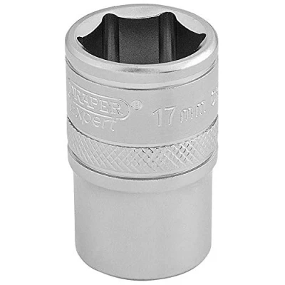Imagen de Draper Expert 16607 llave de vaso cuadrada 1/2 pulgada, 17 mm, 6 puntos, accesorio acero al cromo vanadio