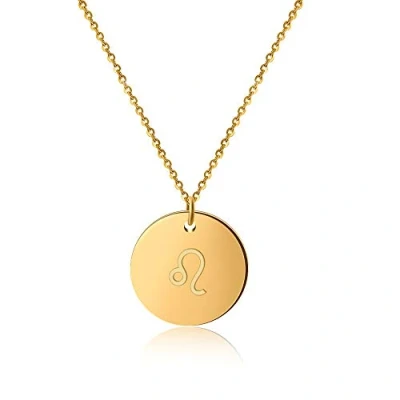 Imagen de GD GOOD.designs Cadena de oro del zodiaco Leo 18 quilates Impermeable I Collar chapado en con colgante horóscopo acero inoxidable para señoras