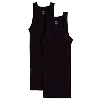 Imagen de 2(X)IST Camiseta sin Mangas de algodón Esencial Corte Cuadrado para Hombre, Paquete 2 Unidades, Negro Intenso, L