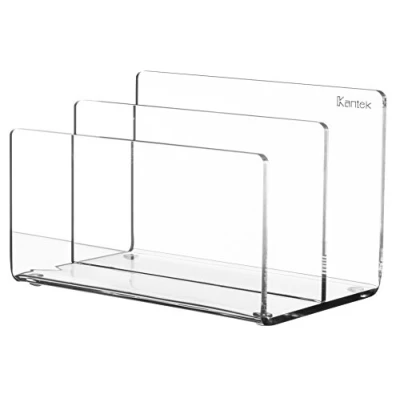 Imagen de Kantek Mini clasificador de archivos acrílico transparente, soporte 2 secciones, 6 x 3.8 3.9 pulgadas, organizador escritorio, pies antideslizantes, accesorio escritorio