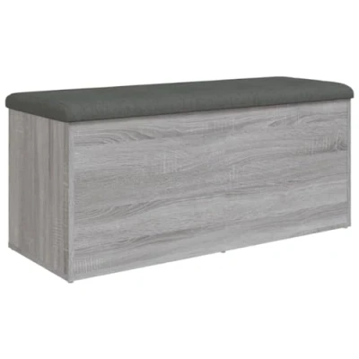 Imagen de vidaXL Banco con Almacenaje, Almacenamiento para Juguetes Cojines, Zapatos, Asiento Pasillo Salón, Madera de Ingeniería Gris Sonoma