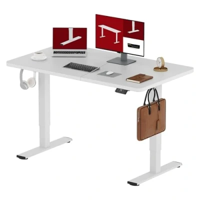 Imagen de SANODESK 120 x 60 cm Escritorio Elevable Eléctrico con Tablero Regulable en Altura Telescópico Bidireccional Control de Memoria y Tecnología Anticolisión (Blanco)