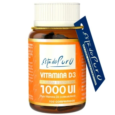 Imagen de Vitamina D3 1000 UI Estado Puro D en Forma Activa Colecalciferol Apoyo al mantenimiento de huesos, músculos y sistema inmunitario condiciones normales 100 Comprimidos Tongil
