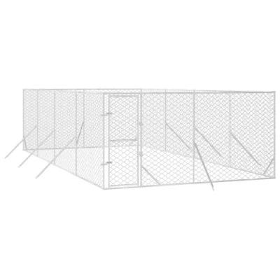 Imagen de vidaXL Perrera de Exterior Acero galvanizado Plateado 4x8x2 m