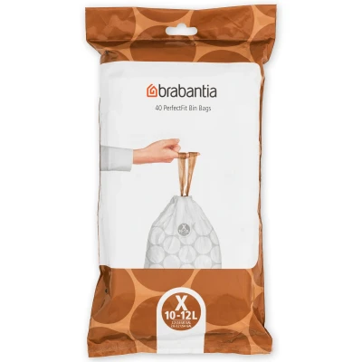 Imagen de Brabantia Bolsas de Basura PerfectFit, Código X, 10 12L, Resistentes con cinta cierre, 40