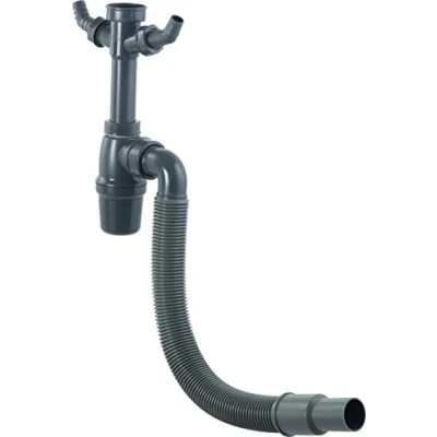Imagen de Cornat Tapón antiolores para Tazas de Fregadero, Pulgadas, con Tubo Flexible y Conexiones Dispositivos Fabricado plásticos reciclados Embalaje reciclable / T353306R, Gris, 1 1/2 Zoll x 40 mm