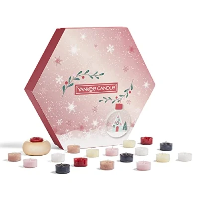 Imagen de Yankee Candle Juego de regalo 18 velas té perfumadas y soporte en una caja festiva Colección Snow Globe Wonderland 1716521E