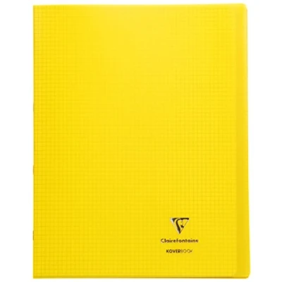 Imagen de Clairefontaine 984606C Un Cahier Agrafé Koverbook Jaune 24x32 cm 48 Pages Petits Carreaux avec Marge Papier Blanc 90 g Couverture Polypro