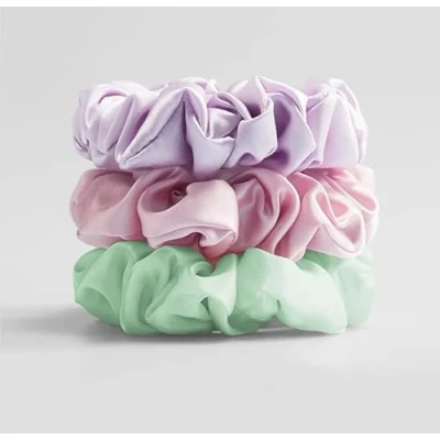 Imagen de Townssilk Coleteros delgados de seda 100 % pura, morera, 19 mommes, cuida el cabello, lujo, con elástico, 3 unidades, colores surtidos A