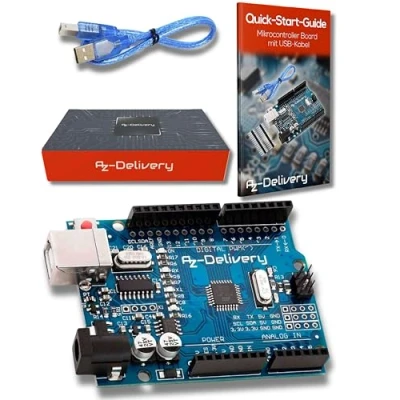 Imagen de AZDelivery Microcontrolador ATmega328P Tarjeta Placa de Desarrollo con Cable USB E Book Incluido!