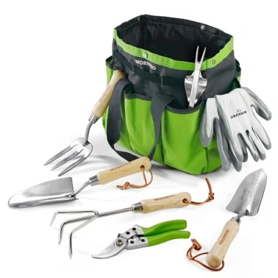 Imagen de WORKPRO Juego de Herramientas para Jardín 8PC, Jardinería Acero Inoxidable, con Mango Madera, Bolsa