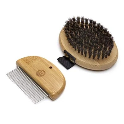 Imagen de Mikki Kit de Acicalamiento para Gatitos y Cachorros Hecho Bambú Contiene un Cepillo Mano Peine Cepillado Suave, Perros Gatos, Fabricado con Sostenible, Suave 130 g