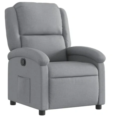 Imagen de vidaXL Sillón Reclinable, Silla con Respaldo Reposabrazos, de Televisión Relax Descanso, Asiento para Salón Hogar, Tela Gris Claro
