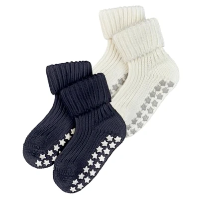 Imagen de FALKE Catspads 2 Pack B HP algodón puños en la suela pares, Calcetines para casa Unisex bebé, Multicolor (Sortiment 0010), 74 80