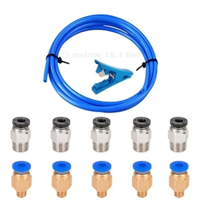 Imagen de CESFONJER Tubo De teflón 3D para boquilla, 5 metro PTFE 1,75 mm filamento ID 2mm OD 4 + Cortador PC4 M6 M10 Conector(5Pcs+5Pcs)