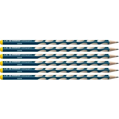 Imagen de Lápiz triangular ergonónimo fino STABILO EASYgraph S Caja con 6 unidades, dureza HB, color de cuerpo petroleo, modelo para Zurdos