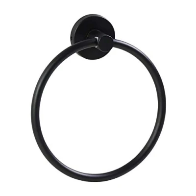 Imagen de Ambrosya® Exclusivo Toallero de Acero Inoxidable Cuarto baño Soporte Gancho Toalla Anillo (Acero (Negro))