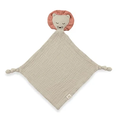 Imagen de hauck Cuddle N Play Manta de Seguridad Bebe, Trapito Apego Bebe Muselina Algodón, Doudou, Animal Peluche para Recien Nacidos, Lavable a 60 C, 25 x cm Lion Beige