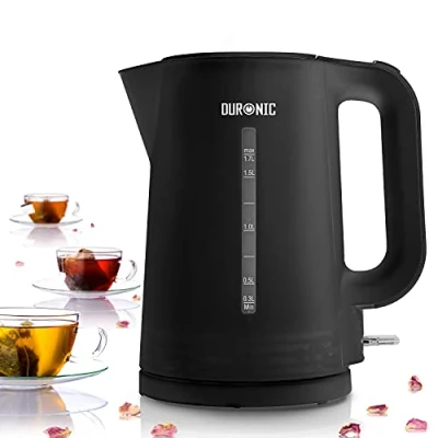 Imagen de Duronic EK17 BK Hervidor de agua eléctrico 2200W Capacidad 1,7 L Desconexión automática Base giratoria 360 Filtro antical Compacto Libre BPA Negro