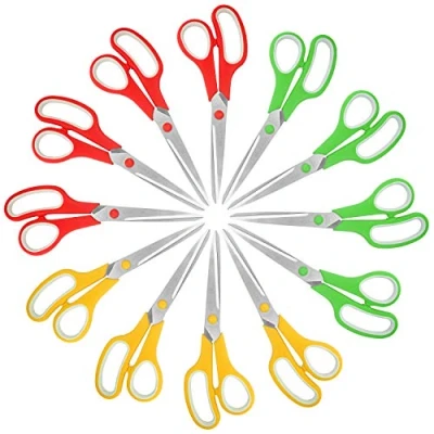 Imagen de Belle Vous Multipack de Tijeras (Pack 12) 21 cm Largo Hojas Afiladas Acero Inoxidable con Mangos Suaves y Cómodos Hogar la Oficina Manualidades Multiuso