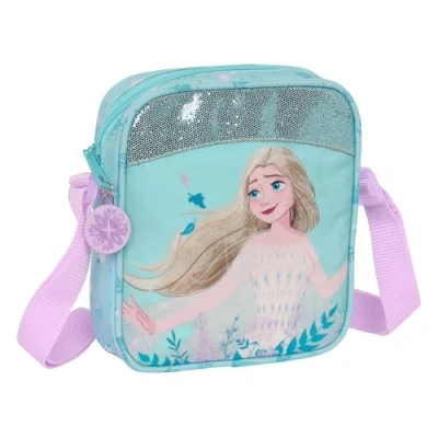 Imagen de Safta M222, Frozen II Hello Spring Pequeña, Bandolera Infantil, Bolso Niño, Ideal 5 a 14 Años, Cómoda y Versátil, Calidad Resistencia, 16x4x18 cm, Color Azul Claro Unisex niños, Estándar